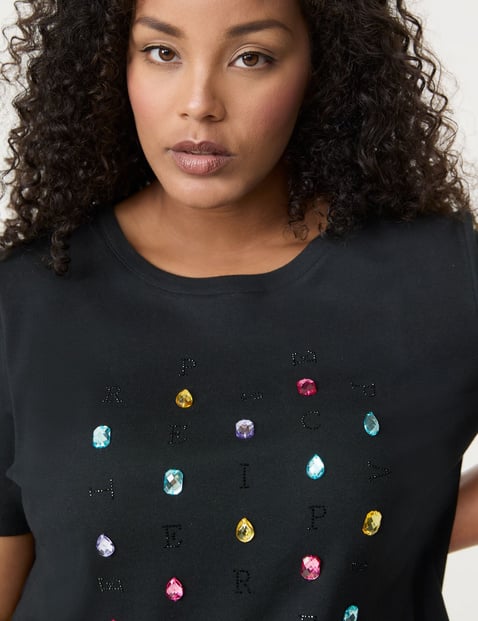 Baumwoll T-Shirt mit Glitzersteinen