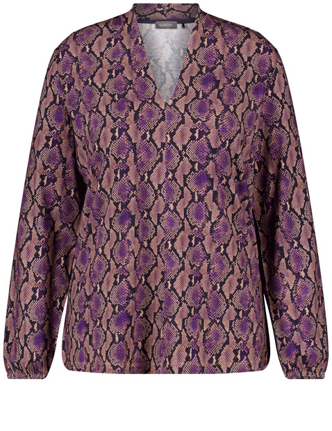 Long sleeve top with a colourful snakeskin print