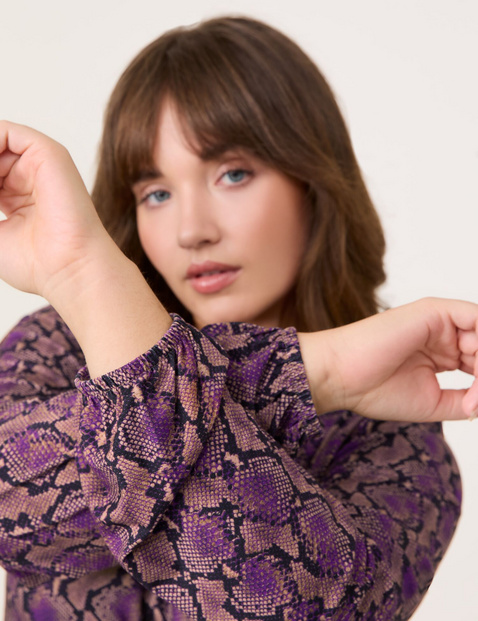 Long sleeve top with a colourful snakeskin print