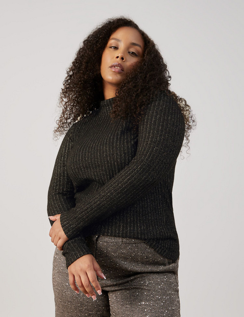 Turtleneck top with a glitter effect in Black GERRY WEBER