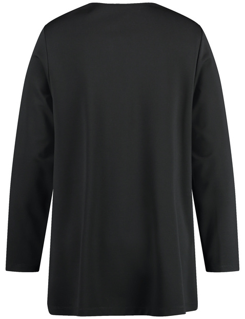 Ausgestelltes Langarmshirt mit Schmuckelement