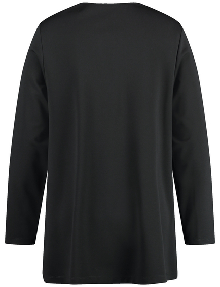 Ausgestelltes Langarmshirt mit Schmuckelement