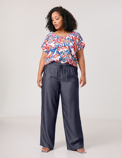 Soepele, wijde broek met denim-look Carlotta