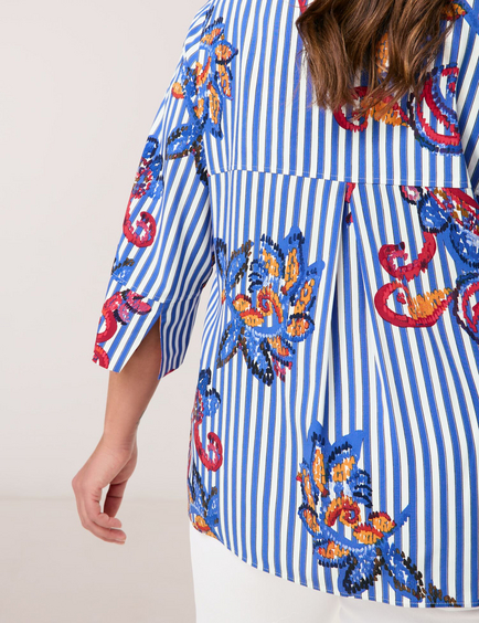 3/4 Arm Bluse mit mit Streifen-Paisley-Muster