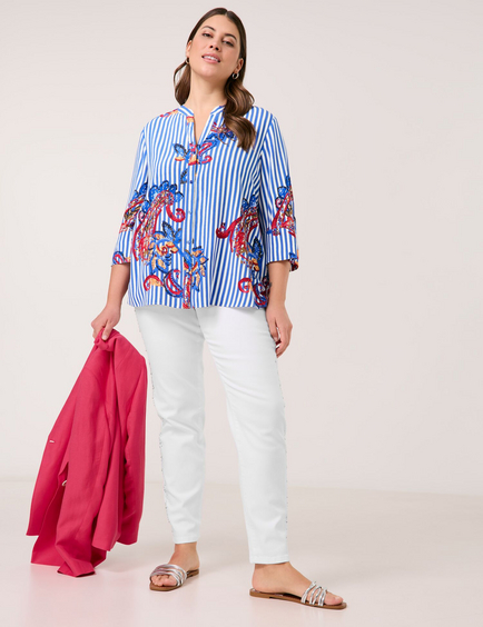 3/4 Arm Bluse mit mit Streifen-Paisley-Muster