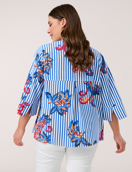 3/4 Arm Bluse mit mit Streifen-Paisley-Muster