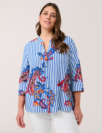 3/4 Arm Bluse mit mit Streifen-Paisley-Muster