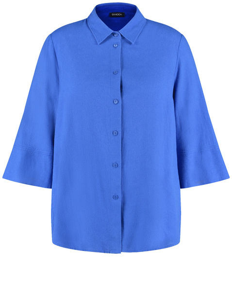 Blouse met 3/4-mouwen van viscose en linnen