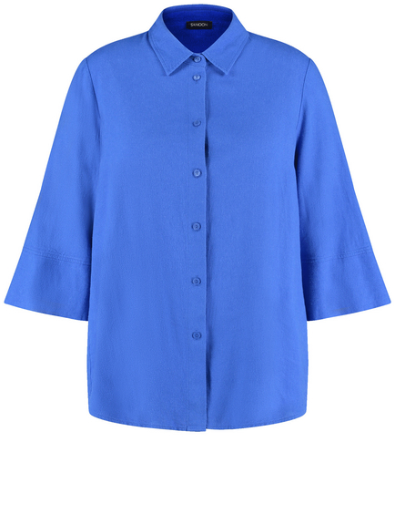 Blouse met 3/4-mouwen van viscose en linnen