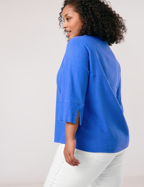 Blouse met 3/4-mouwen van viscose en linnen