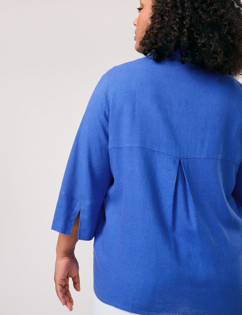 Blouse met 3/4-mouwen van viscose en linnen