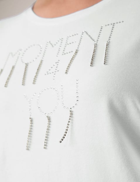 T-shirt with rhinestone lettering