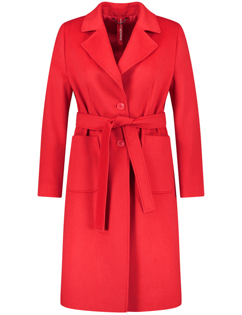 red wool coat with belt