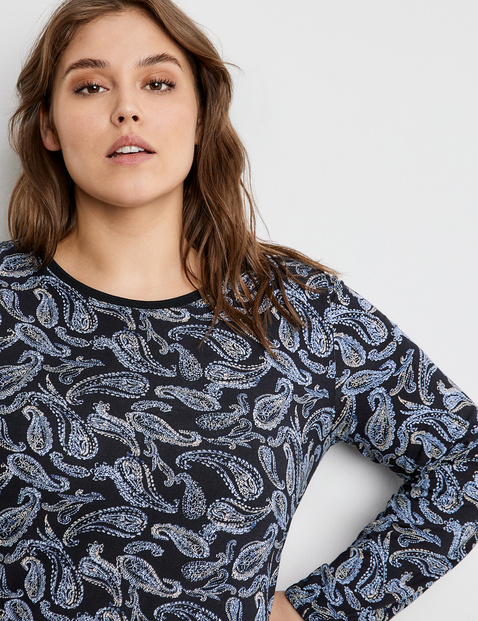 Long sleeve EcoVero top with a paisley pattern