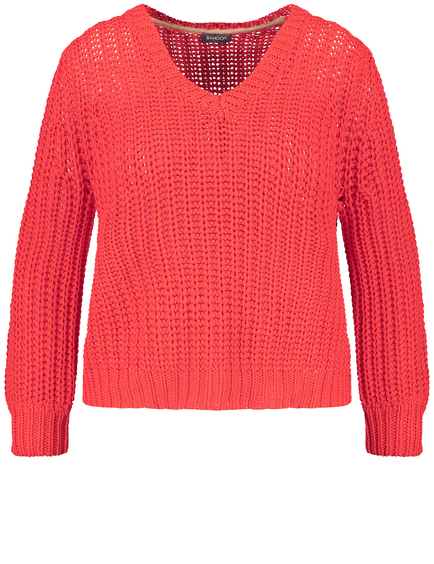 v neck chunky knit jumper