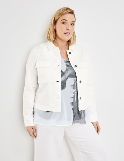 white denim blazer