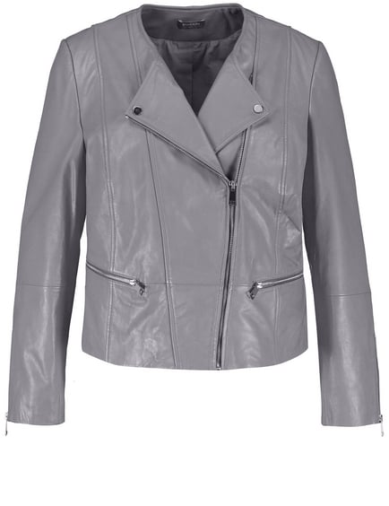 Leather jacket in vegetable tanned leather in Grey GERRY WEBER