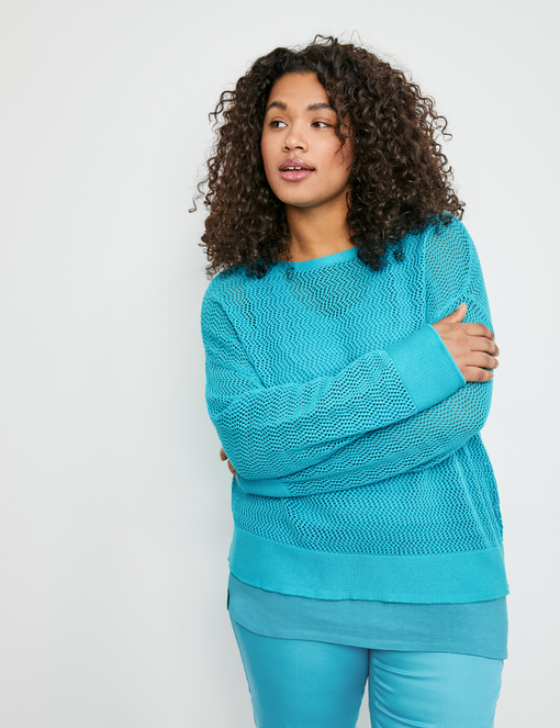 Pullover aus transparentem Ajourstrick GOTS Bio-Baumwolle