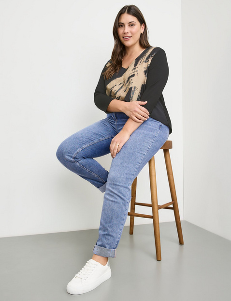 Elastische 5-Pocket Jeans Betty mit Saumaufschlag