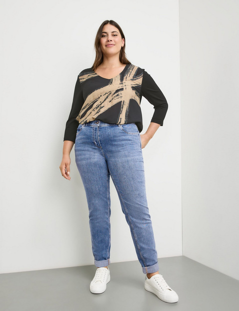 Elastische 5-Pocket Jeans Betty mit Saumaufschlag