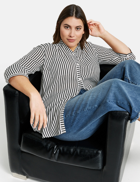 3/4-sleeve blouse with stripes