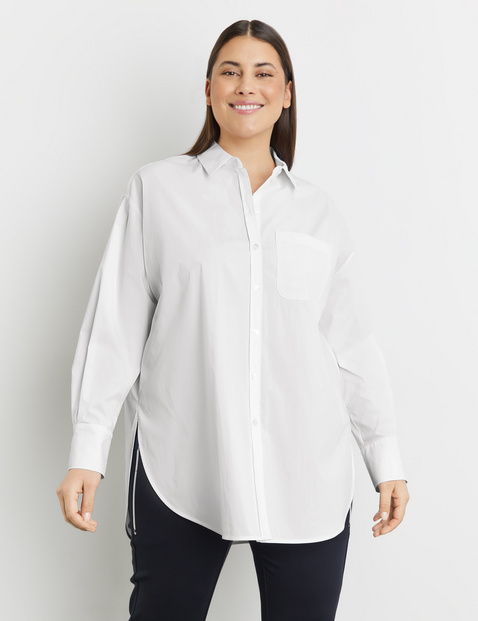 Classic long blouse made of stretch cotton in White | GERRY WEBER
