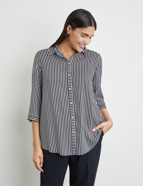 Black and white 2024 striped shirt 3/4 sleeve