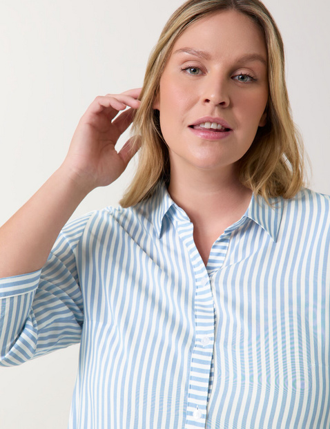 Striped blouse with 3/4-length sleeves