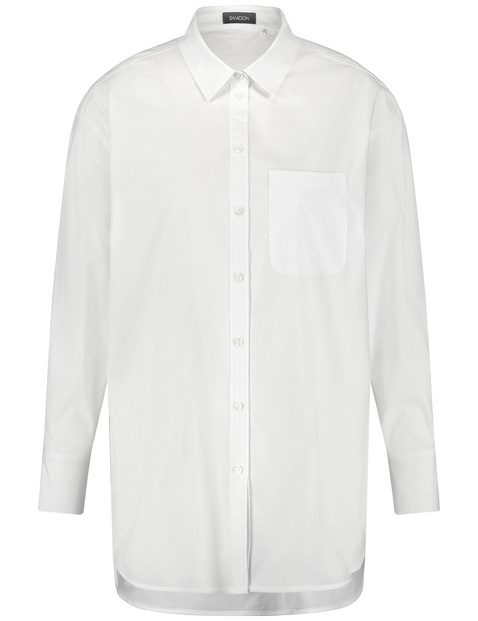 Aanhankelijk Verrijken melk wit Klassieke lange blouse organic cotton, Wit | SAMOON Plus Size