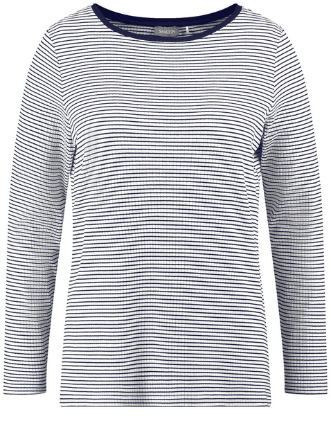 Gestreepte longsleeve met ribstructuur