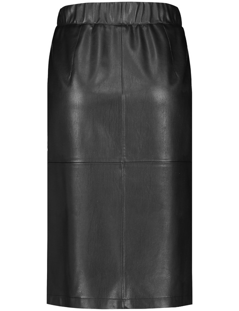 Black leather on sale skirt elastic waist