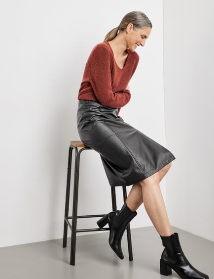 Faux leather skirt top elastic waist