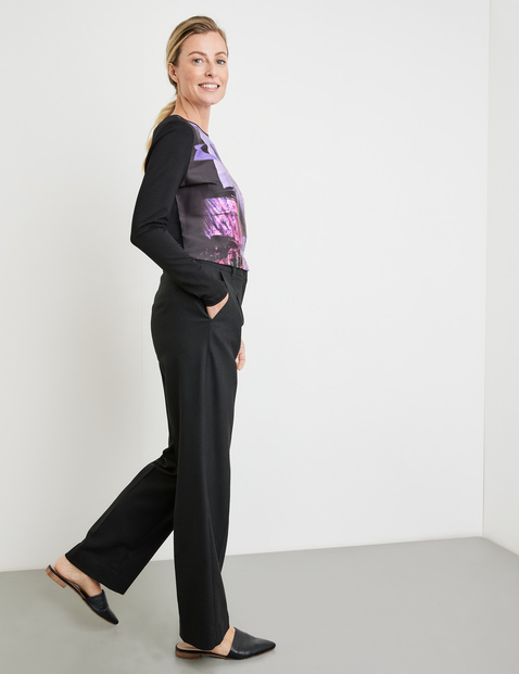 Wide leg trousers in a high quality fabric blend in Black GERRY