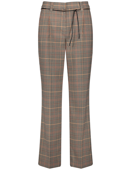 Fine check trousers with a wide leg in Beige | GERRY WEBER