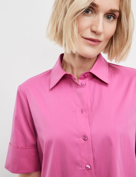 Blouse with mid-length sleeves with turn-ups in Pink | GERRY WEBER