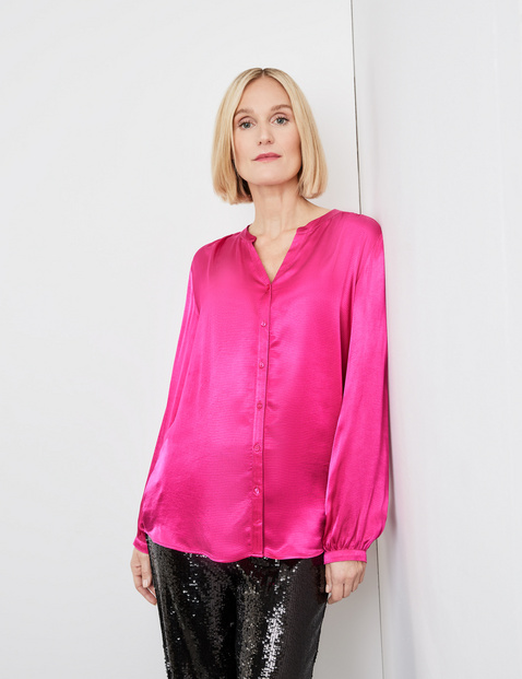 Satinierte Bluse mit abgerundetem Saum in Pink | GERRY WEBER