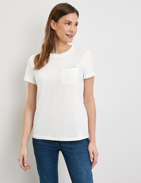 T-shirt with decorative gemstones in White | GERRY WEBER