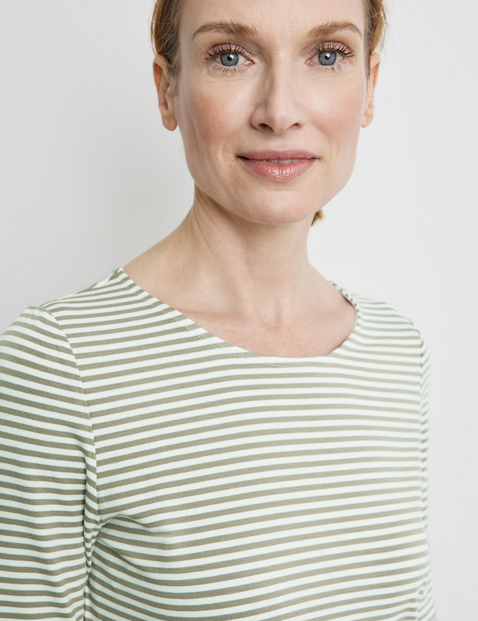 Striped top with mid-length sleeves