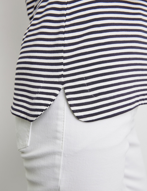 Striped top with mid-length sleeves