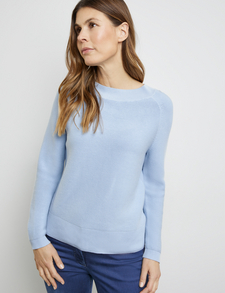 Textured knit jumper with raglan sleeves - deep blue