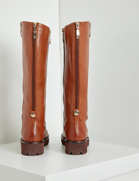 Leather boots with a high shaft