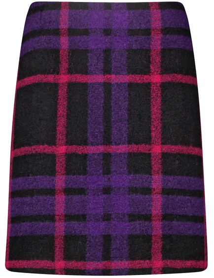 Short skirt with large checks and a percentage of wool in Black