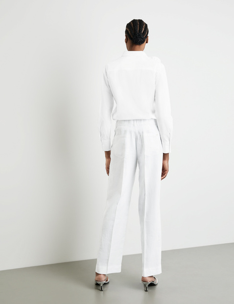 MIR꞉JA WIDE LEG linen trousers with an elasticated waistband in White