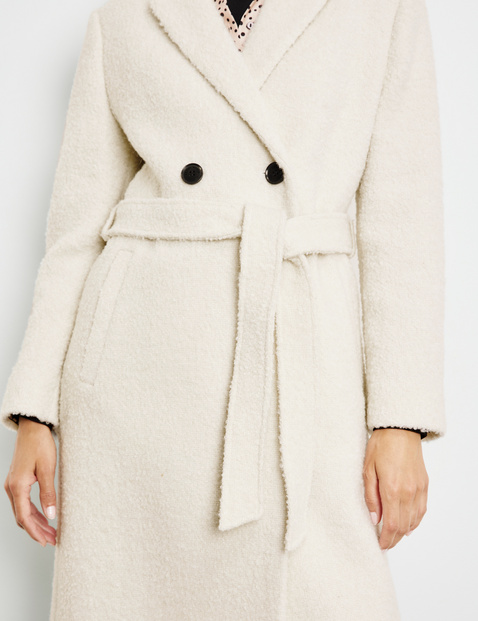 Wool coat with a bouclé finish in White | GERRY WEBER