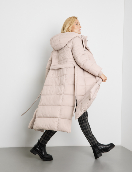 Long winter coat with a waistband in Beige | GERRY WEBER