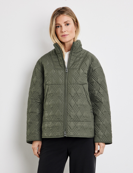 Jacket with a quilted pattern and a two-way zip in Green