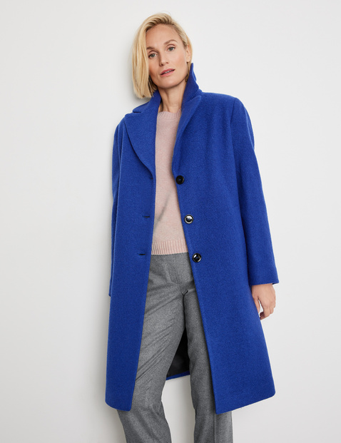 Wool coat with a large lapel collar in Blue | GERRY WEBER
