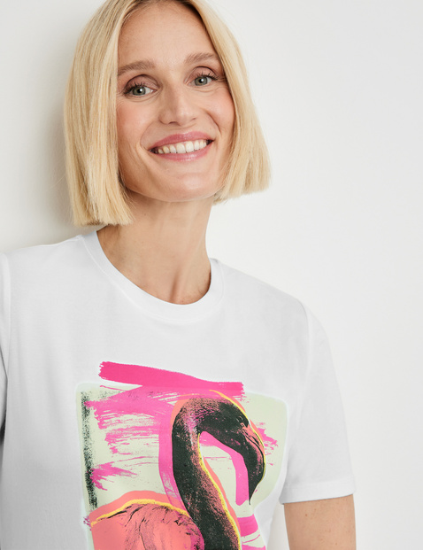 T-shirt with a flamingo motif