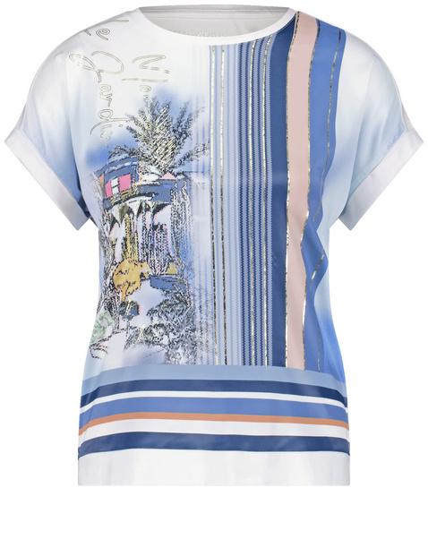 Short sleeve top with fabric panelling in Multicolor GERRY WEBER