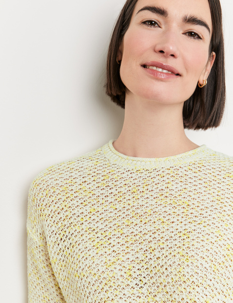 Openwork jumper with mid-length sleeves